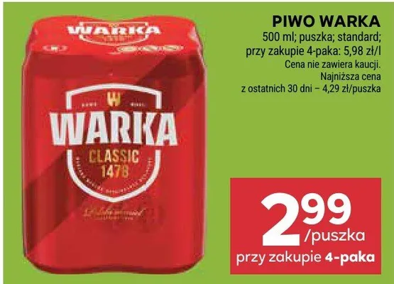 Piwo jasne standard promocja w Stokrotka