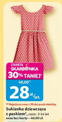 Sukienka dziewczęca z paskiem promocja w Auchan
