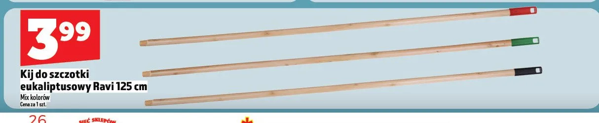Kij do szczotki eukaliptusowy 125cm mix kolorów promocja w TOPAZ