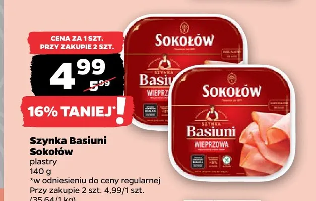 Szynka Basiuni plastry Sokołów promocja w Netto