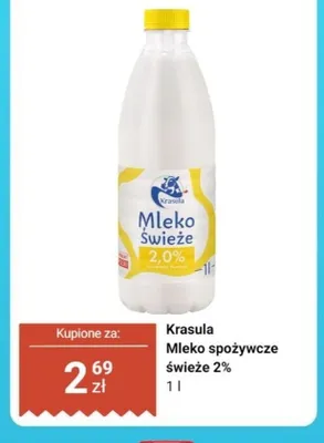 Mleko spożywcze świeże Krasula 2% promocja w Dino