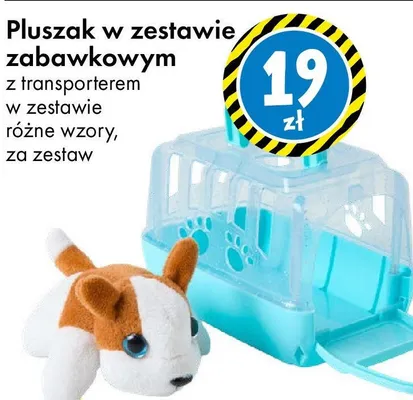Pluszak w zestawie zabawkowym z transporterem w zestawie różne wzory, za zestaw promocja w Tedi