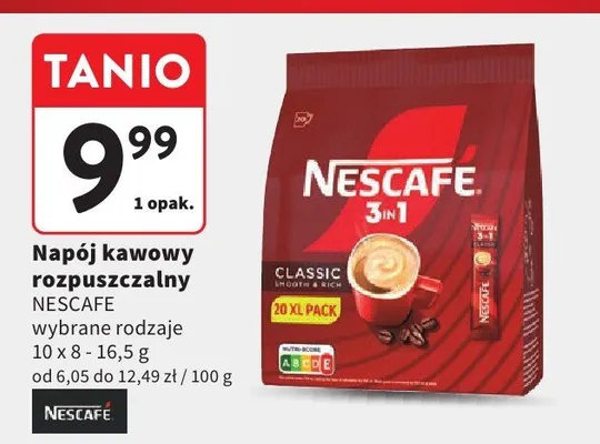 Napój kawowy rozpuszczalny Nescafé 3in1 Classic promocja w Intermarche