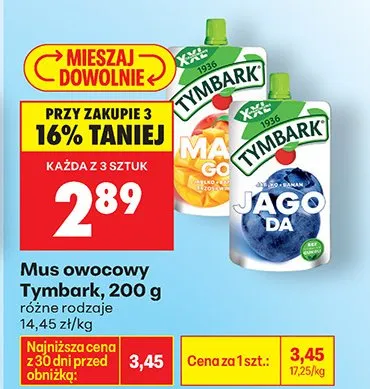 Mus owocowy różne rodzaje promocja w Biedronka