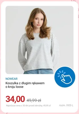 Koszulka z długim rękawem o kroju loose NOWEAR rozm. XXS-L promocja w Smyk