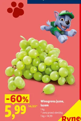 Winogrona jasne luzem promocja w Lidl