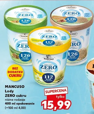 Lody ZERO cukru Mancuso 400ml promocja w Kaufland