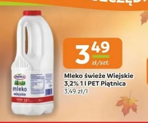 Mleko świeże Wiejskie Piątnica 3,2% promocja w Gama