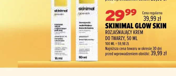 Rozjaśniający krem do twarzy Skinimal Glow Skin promocja w Drogerie Natura
