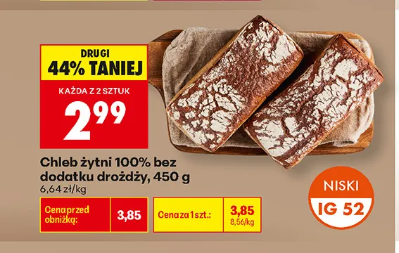 Chleb żytni 100% bez dodatku drożdży promocja w Biedronka
