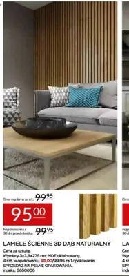 Lamele ścienne 3D dąb naturalny 3x3,8x275cm MDF okleinowany promocja w Abra Meble
