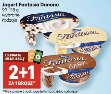 Jogurt Fantasia różne rodzaje promocja w Delikatesy Centrum