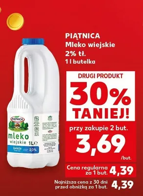 Mleko wiejskie PIĄTNICA 2% tł. promocja w Kaufland