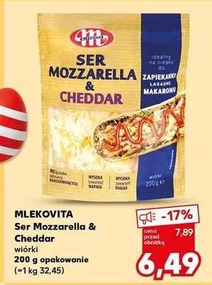 Ser Mozzarella & Cheddar wiórki promocja w Kaufland