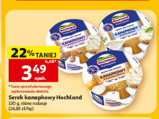 Serek kanapkowy Hochland z czosnkiem i ziołami promocja w Auchan