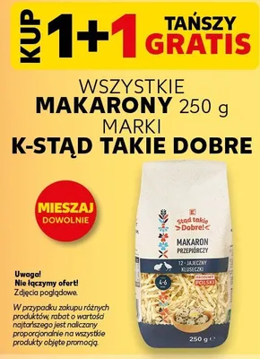 Makaron wszystkie rodzaje 1+1 GRATIS promocja w Kaufland