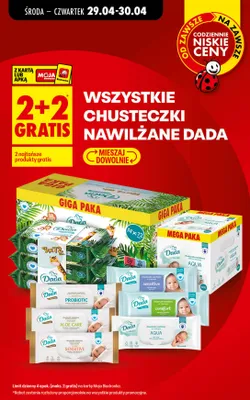 Chusteczki nawilżane Dada Pure Care Probiotic promocja w Biedronka