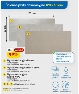 Płyta dekoracyjna Massi grey promocja w Castorama