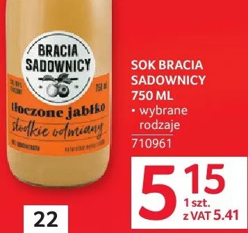 Sok Bracha Sadowicy 750ML promocja w Selgros