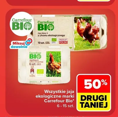 Jaja klasy A z chowu ekologicznego Carrefour Bio 10 szt. promocja w Carrefour