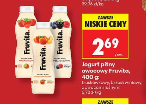 Jogurt pitny owocowy Fruvita z owocami leśnymi promocja w Biedronka