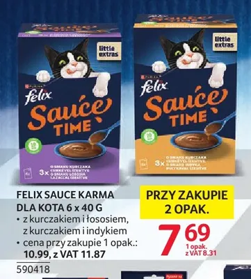 Felix Sauce karma dla kota z kurczakiem i łososiem 6-pak 40 g promocja w Selgros