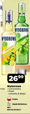 Napój alkoholowy Wyborowa Fresh Limonka & Mięta promocja w Netto