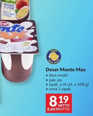 Deser Monte Max Zott dwa smaki promocja w Makro