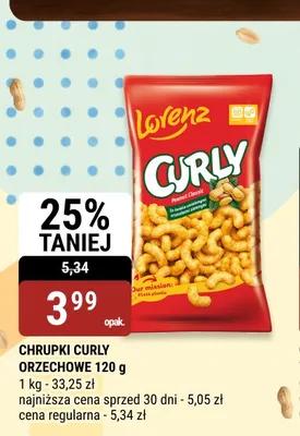 Chrupki Curly orzechowe 120g Lorenz promocja w bi1