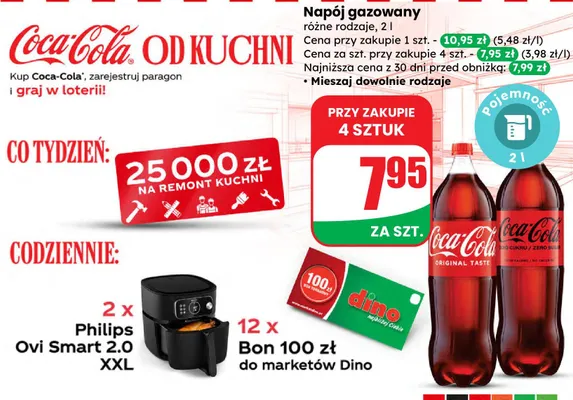 Napój gazowany różne rodzaje Coca-Cola promocja w Dino