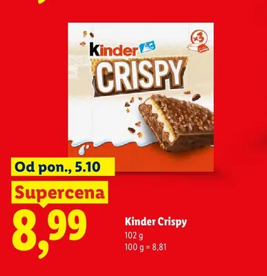 Baton Kinder Crispy 3-pak promocja w Lidl