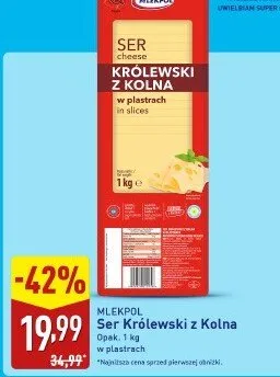 Ser Królewski z Kolna w plastrach w oliwie promocja w Aldi