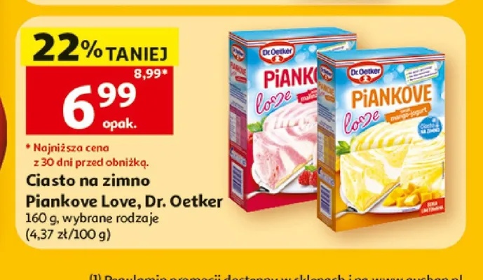 Ciasto na zimno Piankowe Love Dr. Oetker malinowe promocja w Auchan