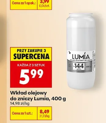 Wkład olejowy do zniczy Lumia promocja w Biedronka