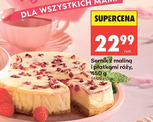 Sernik z maliną i płatkami róży promocja w Biedronka