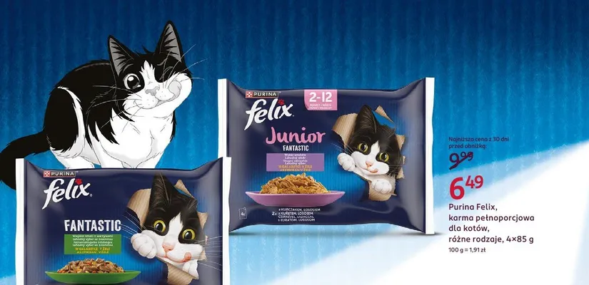 Karma dla kotów Purina Felix Junior Fantastic 4-pak 85 g promocja w Rossmann