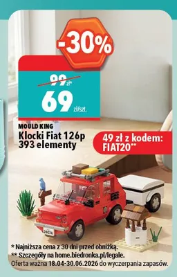Klocki Fiat 126p 393 elementy MOULD KING promocja w Biedronka Home