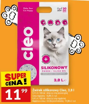 Żwirek silikonowy Cleo, 3,8 l promocja w Twój Market