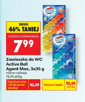 Zawieszka do WC Active Ball Agent Max 3-pak 35 g promocja w Biedronka