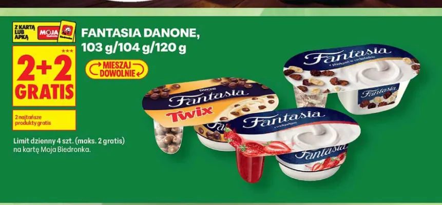 Jogurt Danone Fantasia Twix promocja w Biedronka