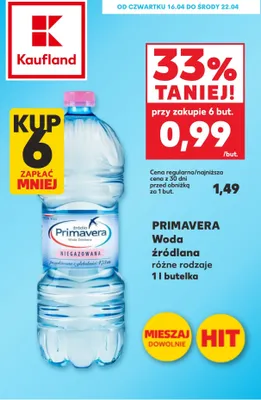 Woda źródlana różne rodzaje promocja w Kaufland