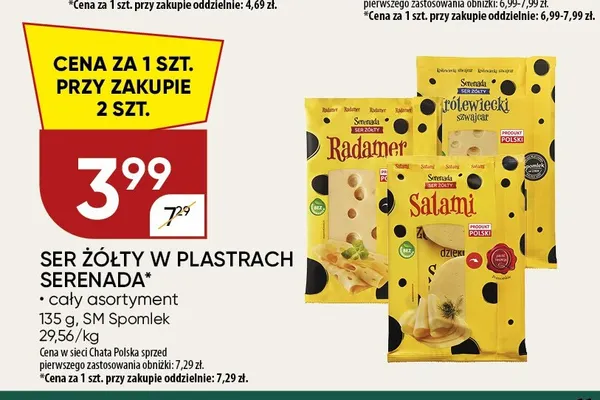 Ser żółty w plastrach Serenada promocja w Chata Polska