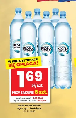 Woda gazowana Kropla Beskidu promocja w emma MARKET