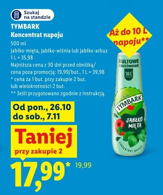 Koncentrat napoju jabłko-arbuz Tymbark promocja w Lidl