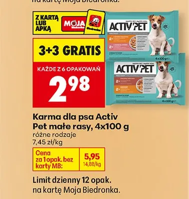 Karma dla psa małe rasy, różne rodzaje 3+3 GRATIS promocja w Biedronka