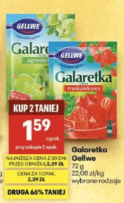 Galaretka o smaku truskawkowym Gellwe promocja w Delikatesy Centrum