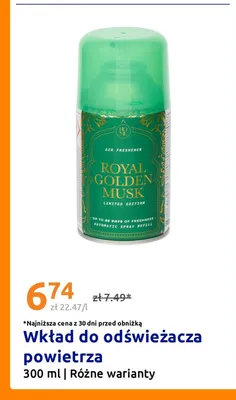 Wkład do odświeżacza powietrza Royal Golden Musk promocja w Action