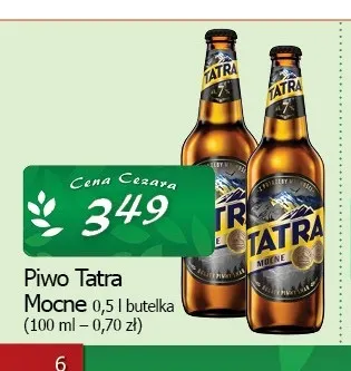 Piwo Tatra Mocne promocja w CEZAR Delikatesy