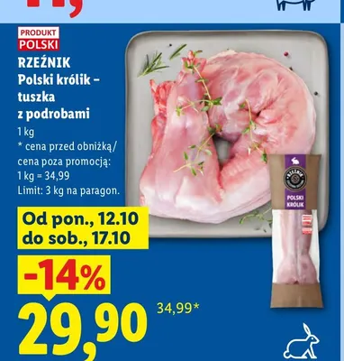 Polski królik tuszka z podrobami Rzeźnik promocja w Lidl