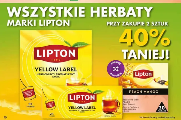 Herbata Lipton Yellow Label promocja w Dino